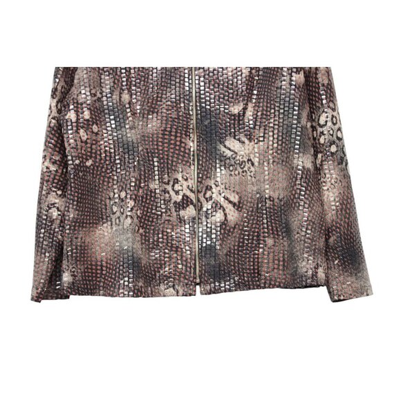 Exclusively Misook Full Zip Jacket Cardigan Large Sequin Animal Print Art Disco - Picture 3 of 10